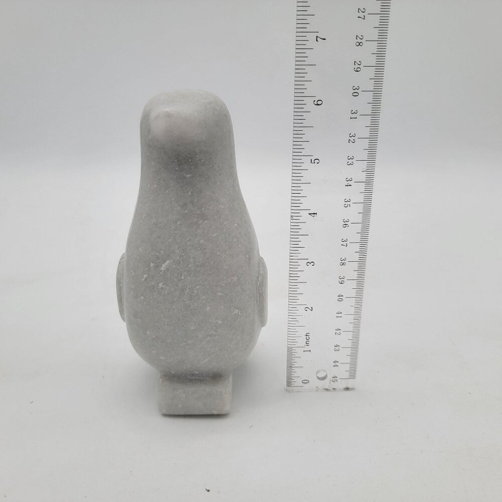 Carved White Marble Penguin Sculpture 6" Tall - Picture 6 of 6